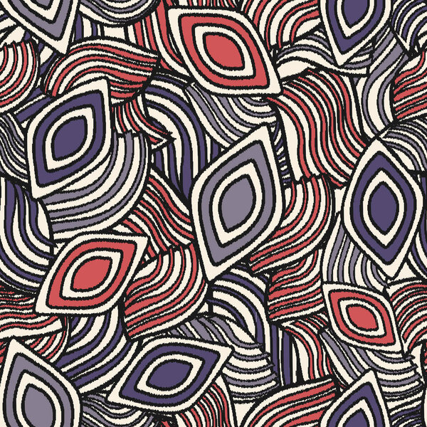 Seamless abstract pattern with the image of geometric shapes and messy lines