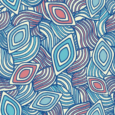 Geometrik şekillerin ve dağınık çizgilerin görüntüsüne sahip kusursuz soyut desen