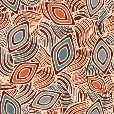 Geometrik şekillerin ve dağınık çizgilerin görüntüsüne sahip kusursuz soyut desen