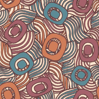 Geometrik şekilleri ve karmaşık çizgileri olan kusursuz soyut desen