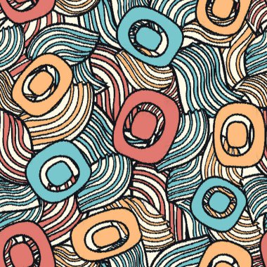 Geometrik şekilleri ve karmaşık çizgileri olan kusursuz soyut desen