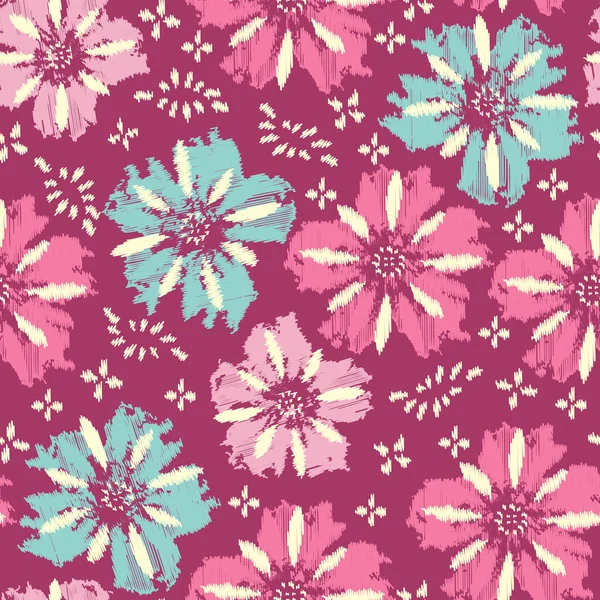 花飾り付きのシームレス抽象的なパターン — ストックベクタ