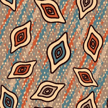 Geometrik şekillerin ve dalgalı çizgilerin görüntüsüne sahip kusursuz soyut desen