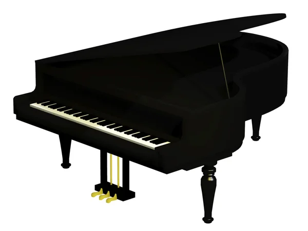 Piano nero isolato sullo sfondo bianco — Foto Stock