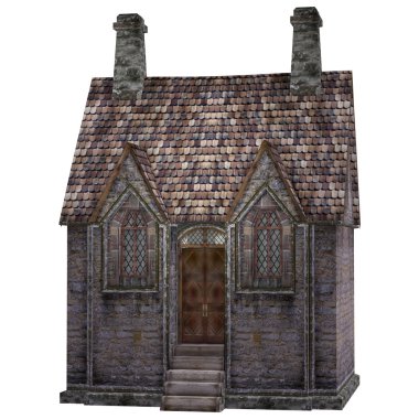 Ortaçağ kilise, izole beyaz zemin üzerine