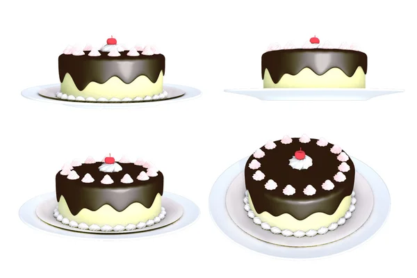 圆形巧克力蛋糕，孤立在白色背景上 — 图库照片