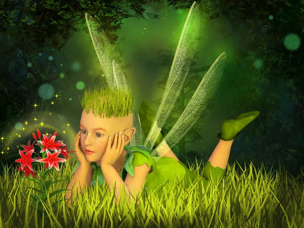Elf i skogen fairy — Stockfoto