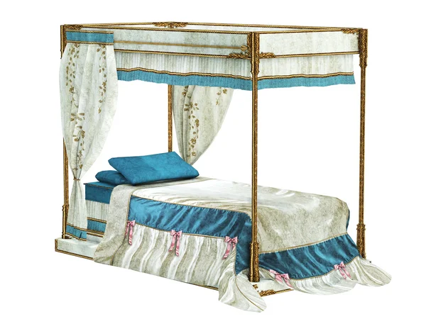 Luxusní postel, izolovaných na bílém pozadí — Stock fotografie