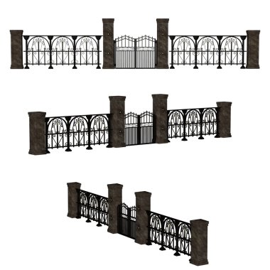 Beyaz arka plan üzerinde izole Iron gate und çit