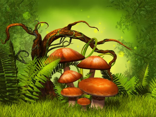 Cogumelos floresta fantasia — Fotografia de Stock