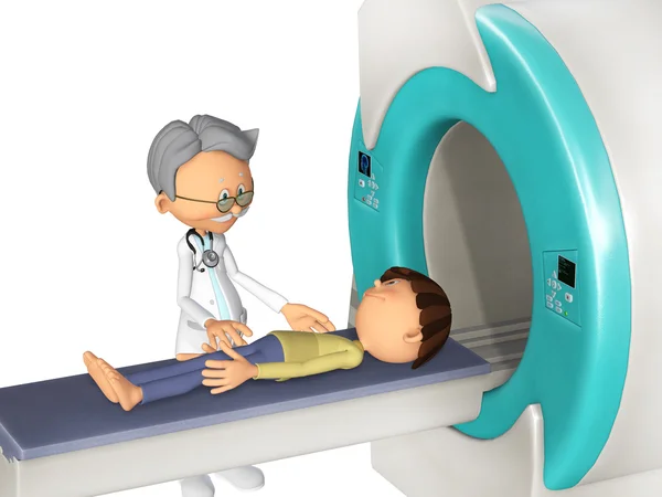 Доктор сканирования и маленький мальчик, 3d — стоковое фото
