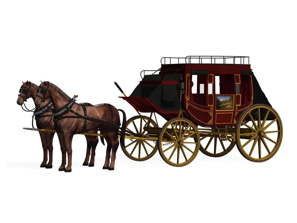 Stagecoach con caballos — Foto de Stock