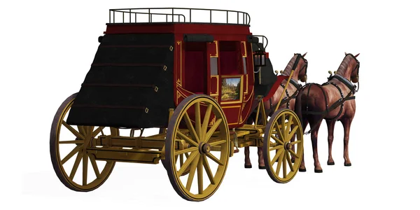 Stagecoach con caballos — Foto de Stock