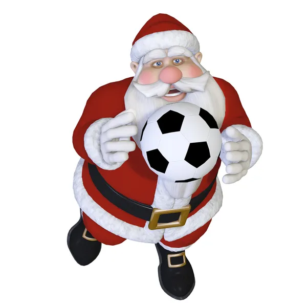 Santa spela fotboll — Stockfoto