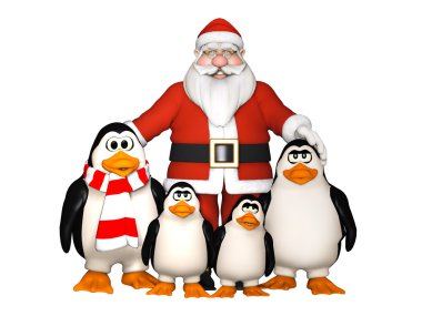 mutlu pinguins aile ile Noel Baba