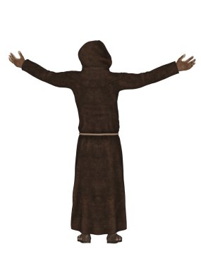 Tanrı'ya dua Hıristiyan keşiş 3d