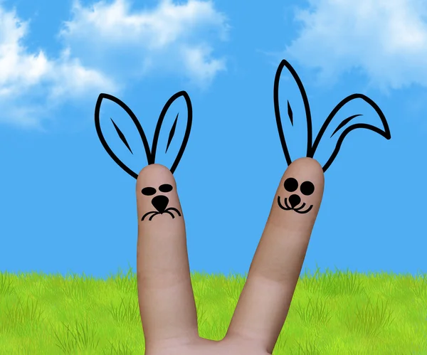 Easter funny finger Bunnies — Stock Photo, Image