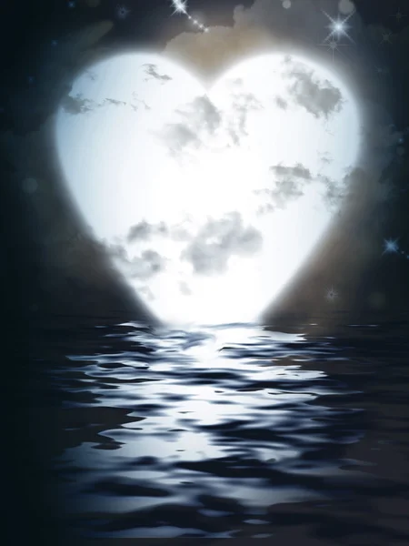 Hart maan weerspiegeld in water — Stockfoto