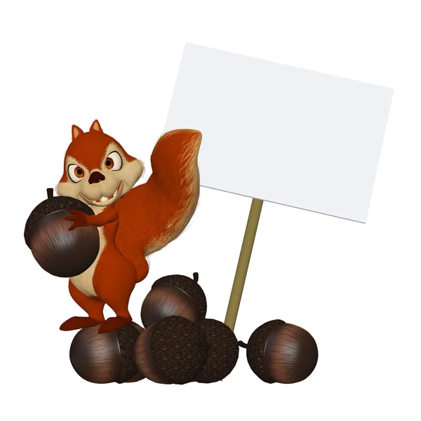 Cartoon squirrel with a blank frame — Stock Photo, Image