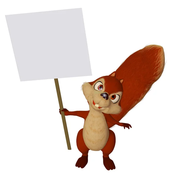 Cartoon squirrel with a blank frame — Stock Photo, Image