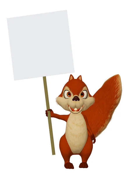 Cartoon squirrel with a blank frame — Stock Photo, Image