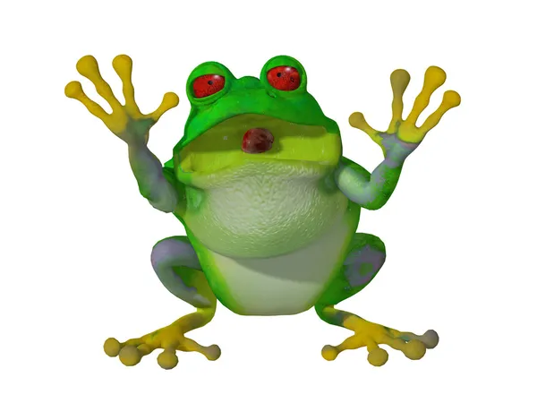 3d happy cartoon frog saying Hello — Stock Photo, Image