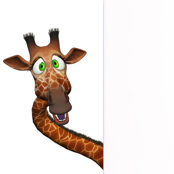 Giraffe with a blank board — Stock Photo, Image