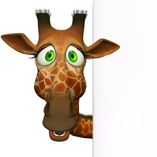 Giraffe with a blank board — Stock Photo, Image