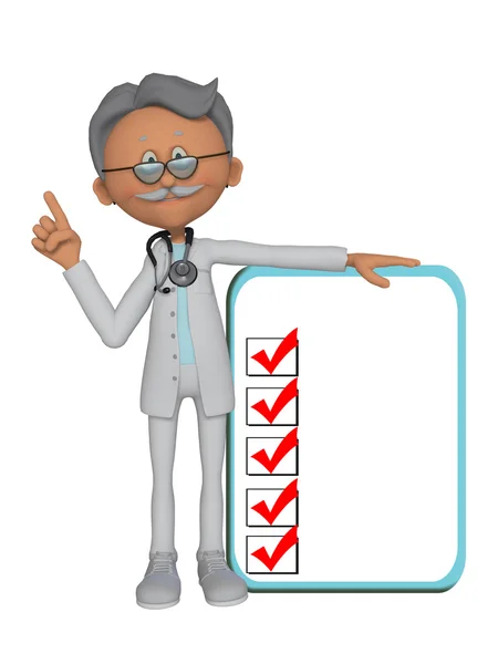 3d Doctor with a blank board — Stock Photo, Image