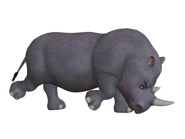 Enojado dibujos animados 3d rinoceronte — Foto de Stock
