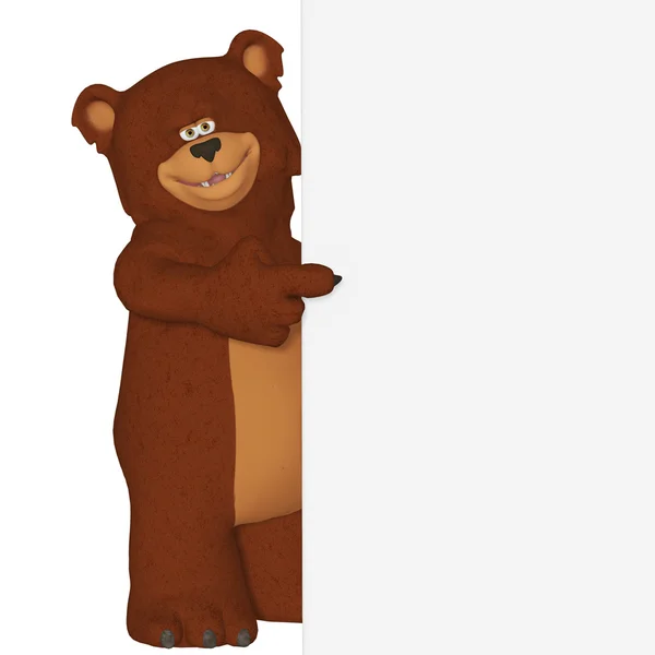 Cute cartoon 3d bear with a blank frame — Stock Photo, Image
