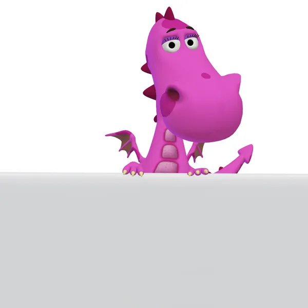 Dragon 3d cartoon with a blank frame — Stock Photo, Image