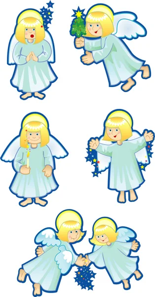 Conjunto de ángel de Navidad — Vector de stock