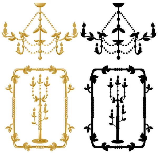 Рамочный канделябр и люстра — стоковый вектор