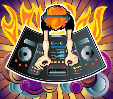 DJ console, üstten görünüm arkasında