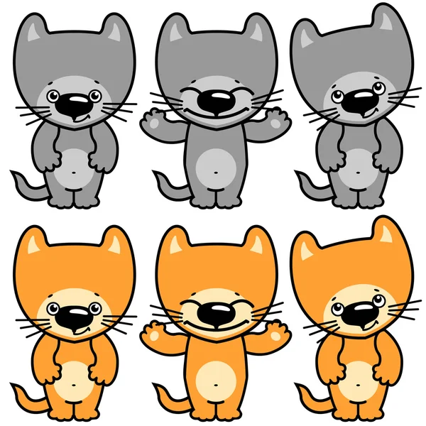 Pretty kitten Pretty kitten (grey and orange colour variants) — Stock Vector