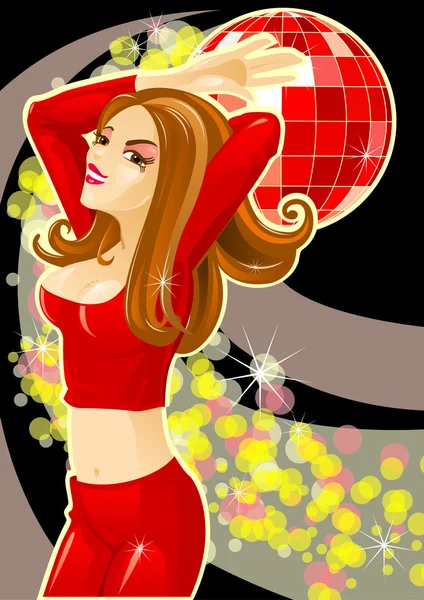 Dancing girl in style of a disco — Stock Vector