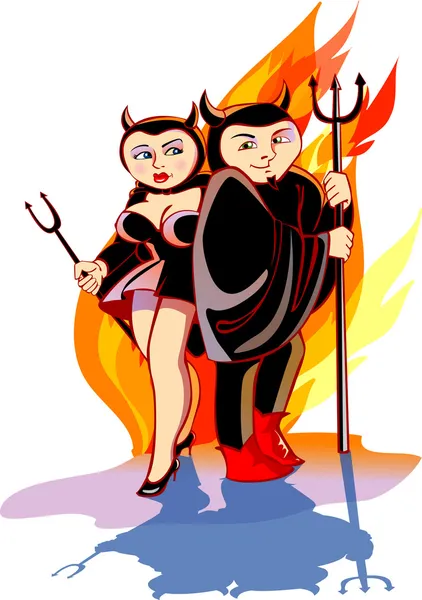 Devils Couple — Stock Vector