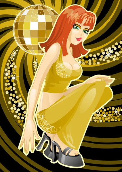 Disco Girl (goud) — Stockvector