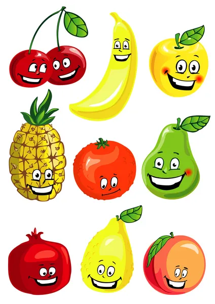 Reihe von Früchten, Zeichen — Stockvektor