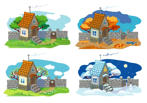 Pequeña casa rural — Vector de stock