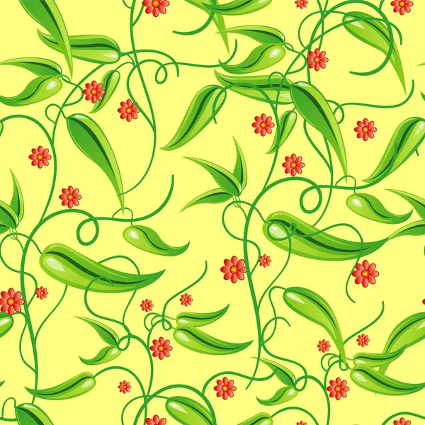 Gro blad och blommor sömlösa — Stock vektor