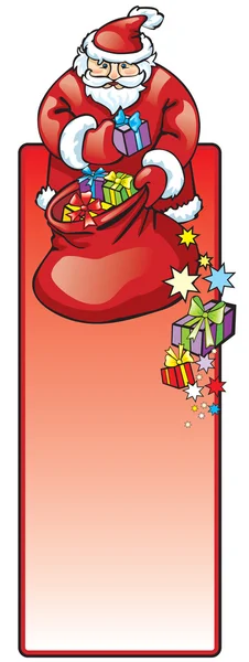 Santa Claus con una bolsa de banner de regalos — Vector de stock