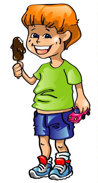 The boy with ice-cream — Stock Vector