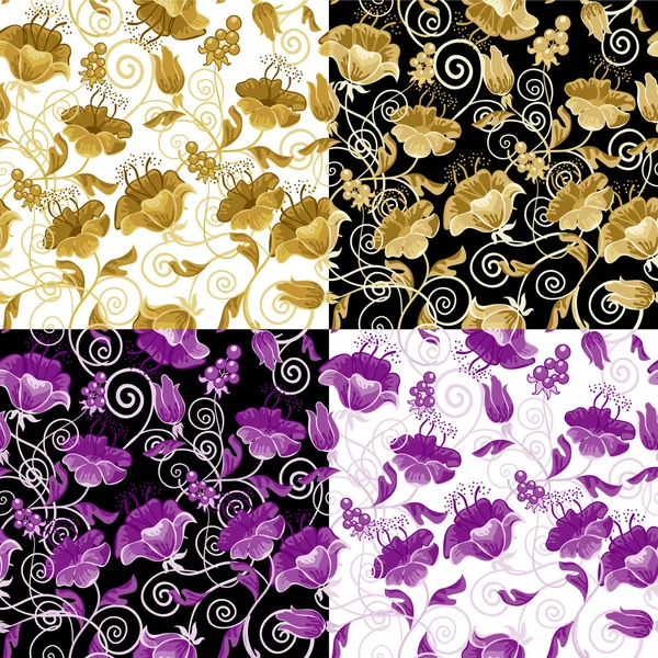 Floral sans couture (variante 4 couleurs ) — Image vectorielle