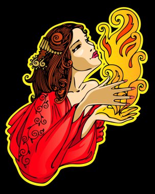 Fairy with the flame clipart