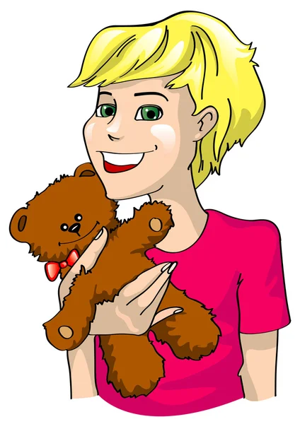 The girl with teddy-bear — Stock Vector