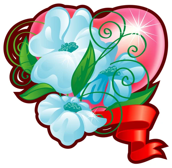Kalp ile çiçek buketi — Stok Vektör
