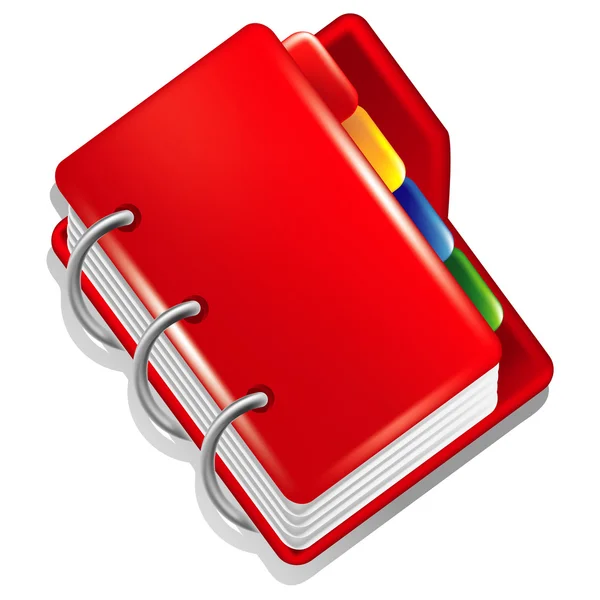 Κόκκινο φάκελο με πολύχρωμο σελιδοδείκτες εικονίδιο — Διανυσματικό Αρχείο