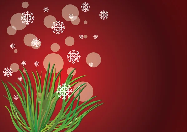 ख्रिसमस ट्री, बर्फफ्लेक्ससह कार्ड — स्टॉक व्हेक्टर